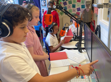 Students running the radio station