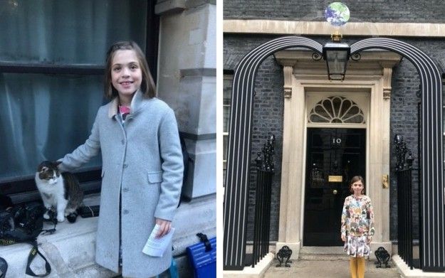 Delphine at 10 Downing Street with Larry the cat