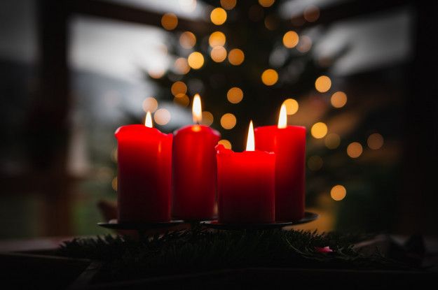 Four red advent candles